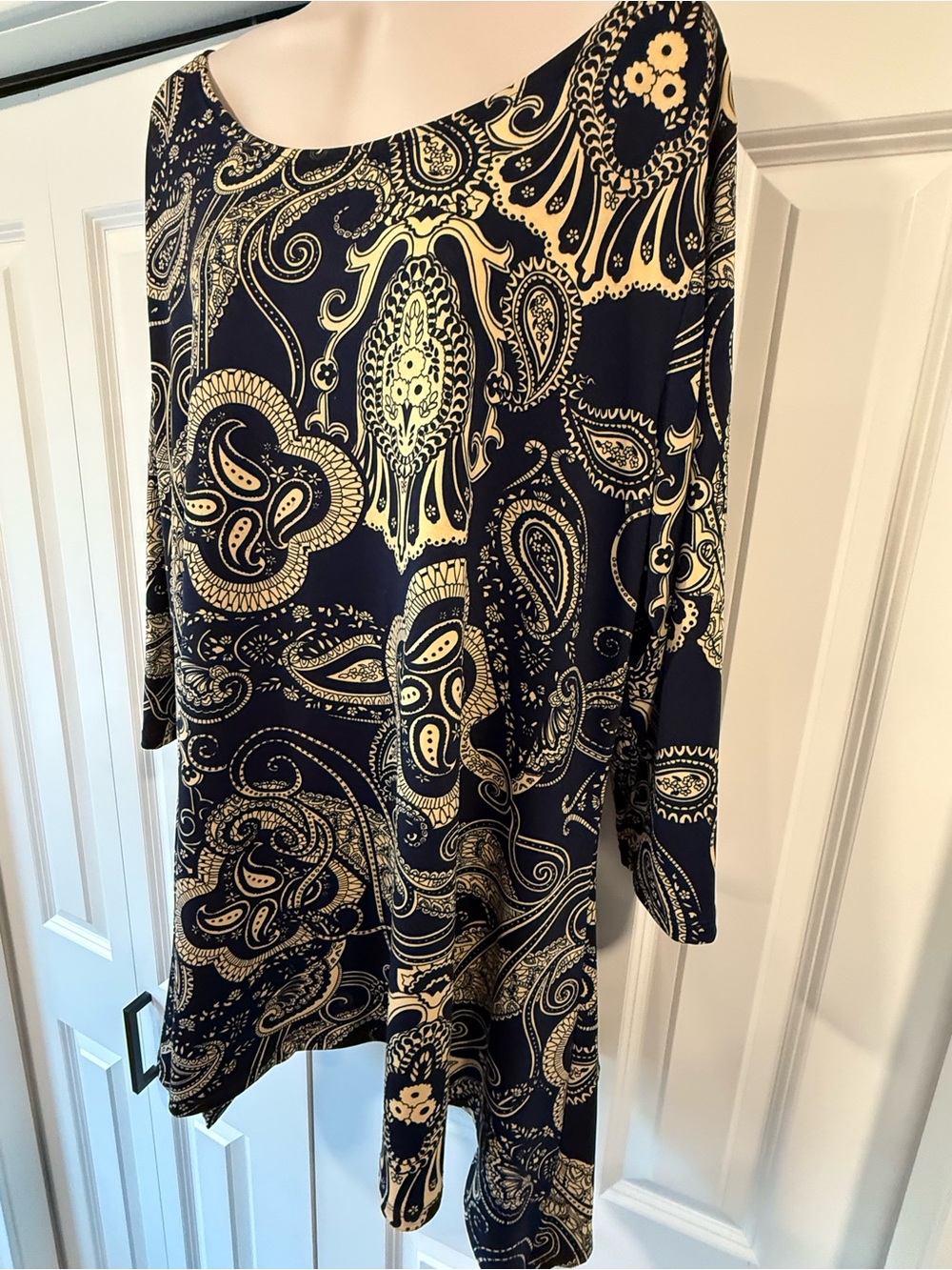 See You In Miami Navy Blue tan tunic top blouse 1X